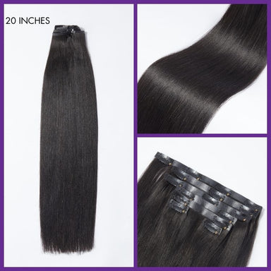 Ultra Natural Seamless Yaki Straight Clip in Extensions Real Human Hair Pieces 135g 9pcs / 7pcs with Free Gift - Limited Offer