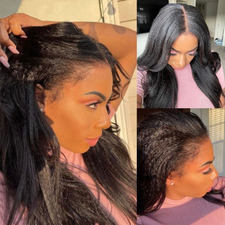 4C Edges | Natural Yaki Straight Glueless Free Parting 13x4 Frontal HD Lace Wig - US Only
