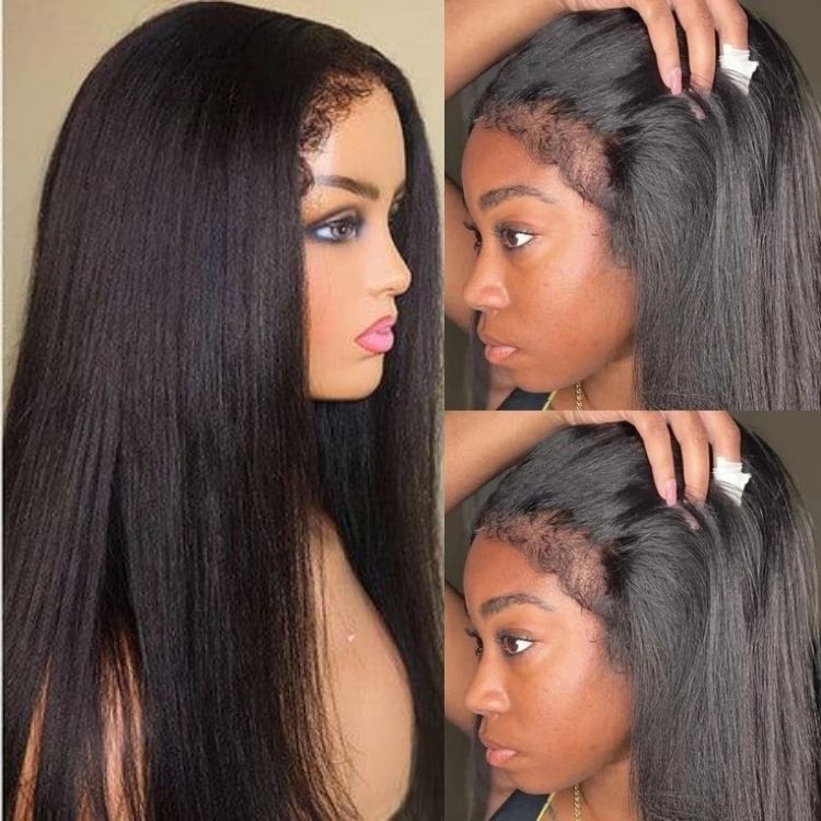 4C Edges | Natural Yaki Straight Glueless Free Parting 13x4 Frontal HD Lace Wig - US Only