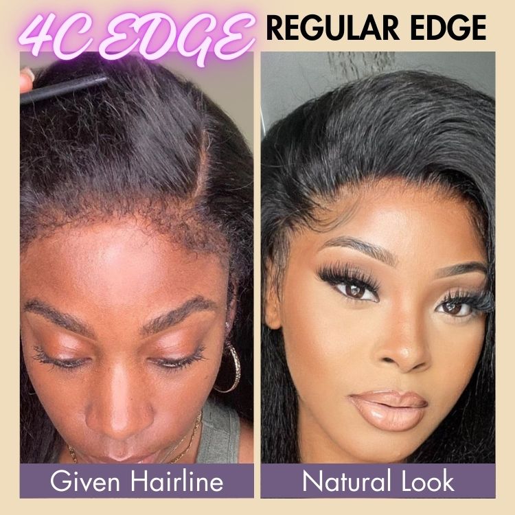 4C Edges | Natural Yaki Straight Glueless Free Parting 13x4 Frontal HD Lace Wig - US Only
