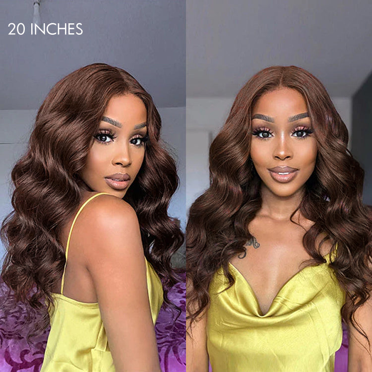 Chestnut Brown Loose Wave 5x5 Closure Lace Glueless Mid Part Long Wig 100% Human Hair - US Only