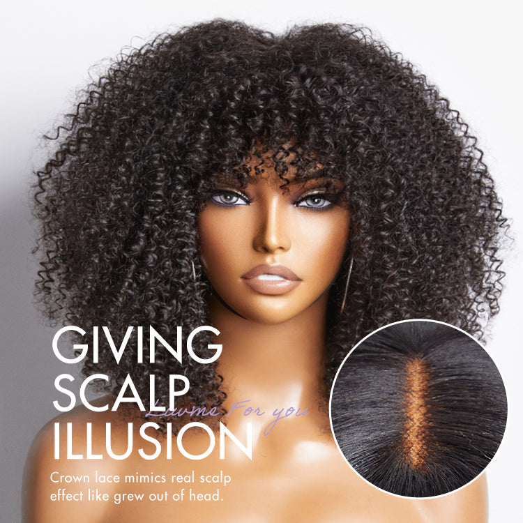 Melted Hair Natural Black Jerry Curl Wig Glueless Minimalist Lace Wig
