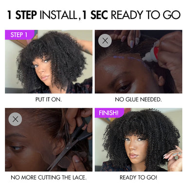 Melted Hair Natural Black Jerry Curl Wig Glueless Minimalist Lace Wig