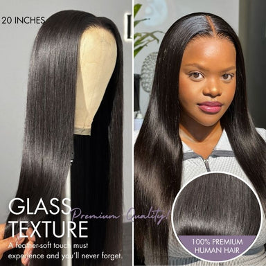 Melted Hair 180% Natural Black Silky Straight Wig Glueless 5x5 Closure Pre-Cut Lace Wig