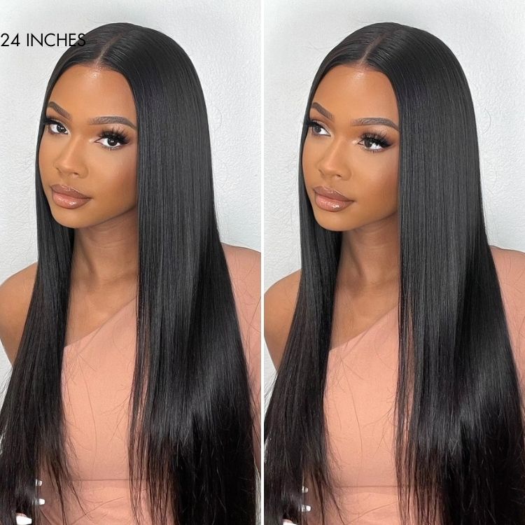 Melted Hair 180% Natural Black Silky Straight Wig Glueless 5x5 Closure Pre-Cut Lace Wig