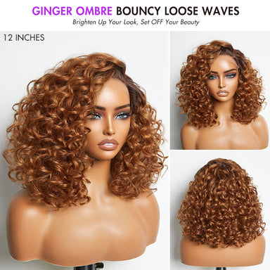 Halo Hair Style Hair Mature Bouncy Curl Left C Part Glueless Minimalist HD Lace Wig Pre-Cut Lace