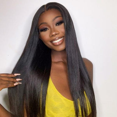 Halo Hair Style 180% Density Ion Perm Straight Glueless 5x5 Closure HD Lace Wig