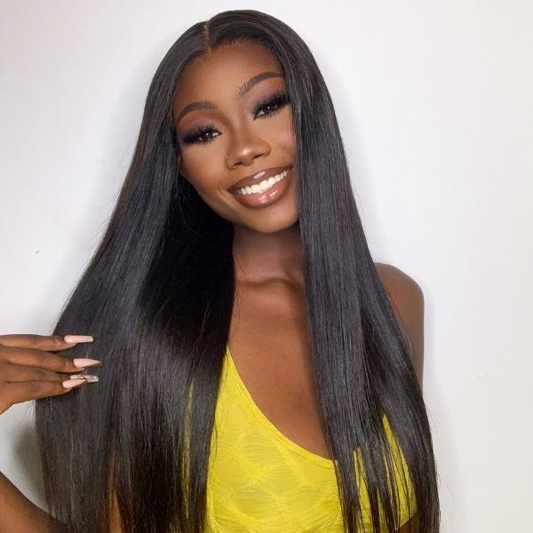 Halo Hair Style 180% Density Ion Perm Straight Glueless 5x5 Closure HD Lace Wig