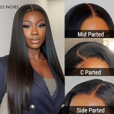 Halo Hair Style 180% Density Ion Perm Straight Glueless 5x5 Closure HD Lace Wig