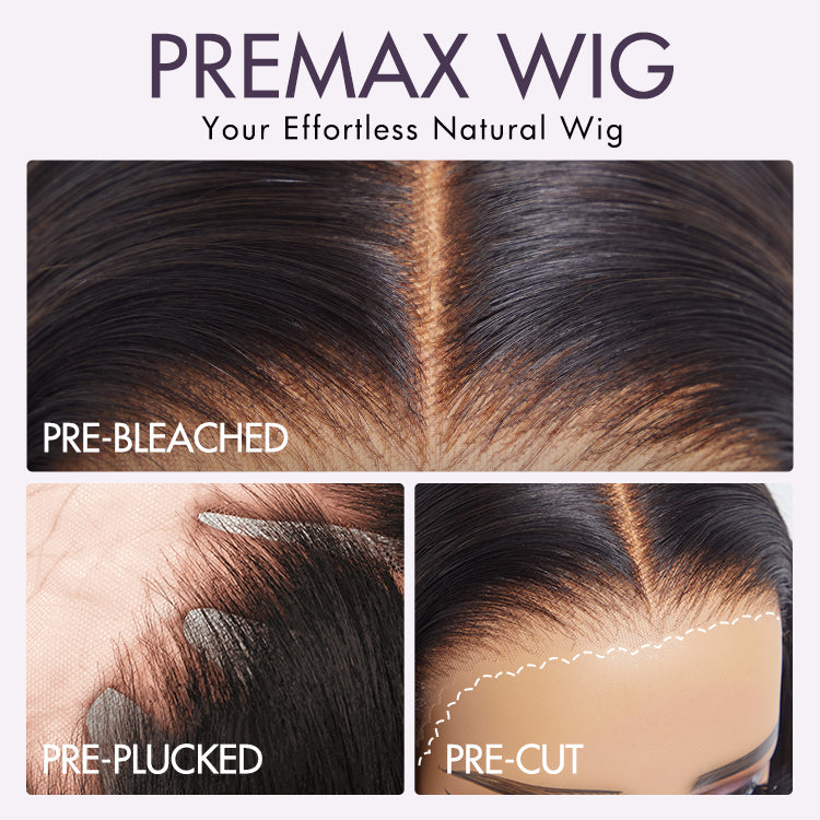 PRE MAX - Layer Cut Super Natural Hairline Silky Straight Glueless 13x4 Frontal Lace Wig Human Hair Pre-Cut Lace