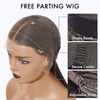 Honey Blonde Highlight Middle Part Bouncy Loose Wave Glueless 13x4 Frontal Lace Human Hair Wig