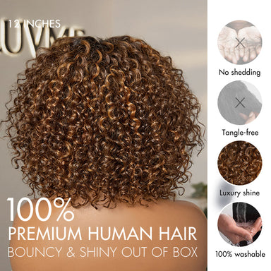 New Customers Only | Brown Highlight / Natural Black / Blonde Highlight Deep Curly Glueless 5x5 Closure Pre-Cut Lace Wig