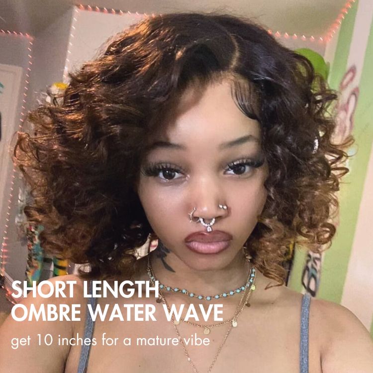 Halo Hair Style Hair PartingMax Glueless Wig Ombre Copper Brown Water Wave 7x6 Closure HD Lace Wig  - US Only