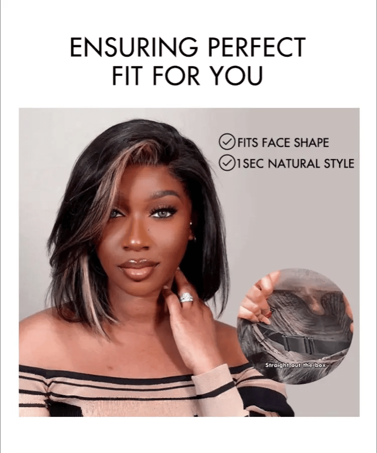 Brown Mix Black / Natural Black C Part Glueless Loose Wave 5x5 Closure Wig with Bangs- US ONLY-12