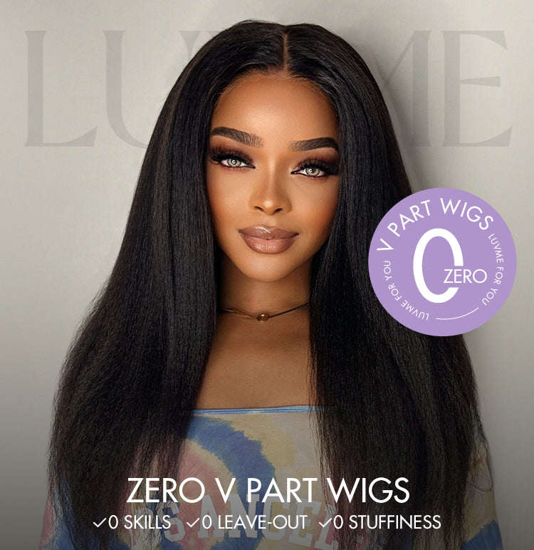 Protective V Part Glueless Long Wig 100% Human Hair (Kinky Straight / Body Wave / Jerry Curly)-01