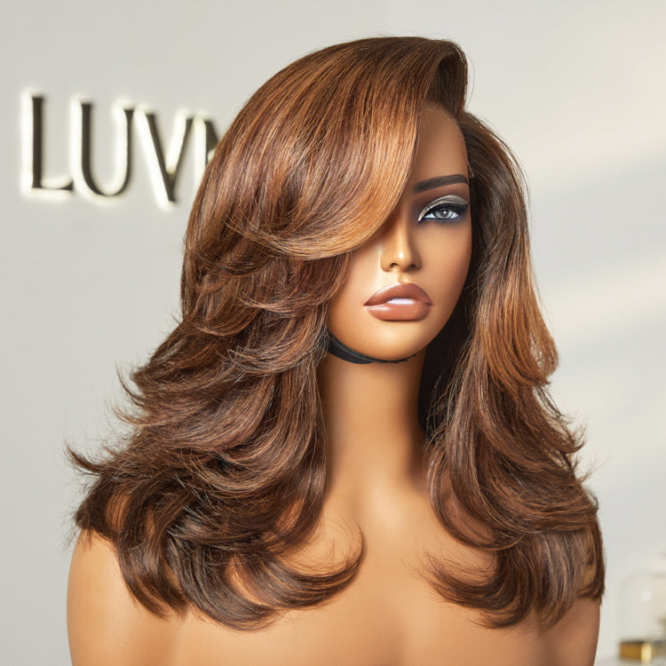 Halo Hair Style Hair-Effortlessly Chic Butterfly Cut Layered Wavy Glueless HD Minimalist Lace Short Wig