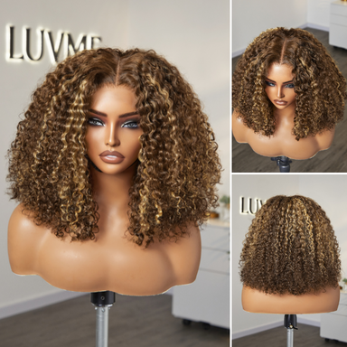Melted Hair 180% Honey Blonde Kinky Curly Wig Glueless 5x5 Closure Wig