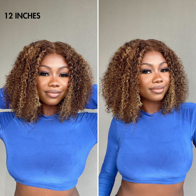 Melted Hair 180% Honey Blonde Kinky Curly Wig Glueless 5x5 Closure Wig