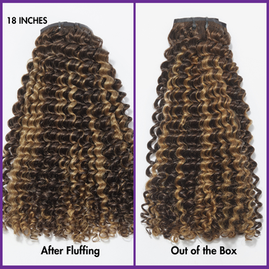 Melted Hair Brown Highlights Deep Wave Clip-In Extensions – Style 1146