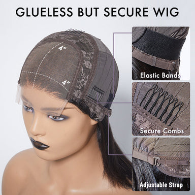 Melted Hair 100% Natural Black Straight Wig Glueless 4x4 Closure Wig – Style 5130
