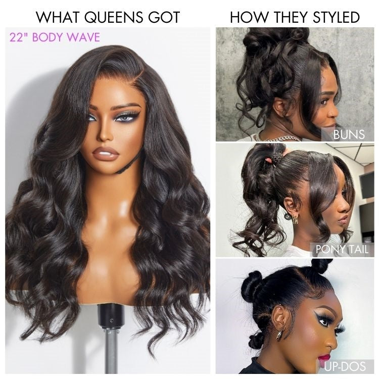 Exclusive Sale | Halo Hair Style Hair Full Lace Classy Natural Black Body Wave / Straight Free Parting Half Up Half Down Wig
