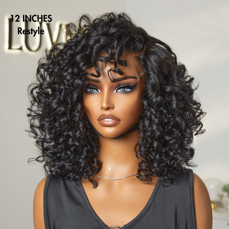 Halo Hair Style Hair Mature Bouncy Curl Left C Part Glueless Minimalist HD Lace Wig Pre-Cut Lace
