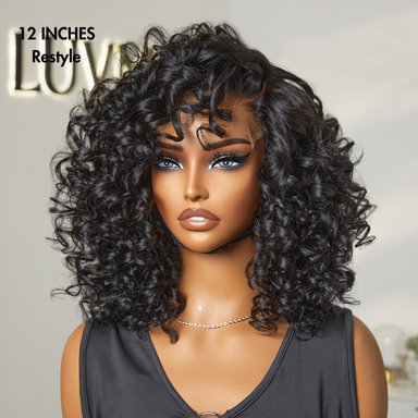Halo Hair Style Hair Mature Bouncy Curl Left C Part Glueless Minimalist HD Lace Wig Pre-Cut Lace