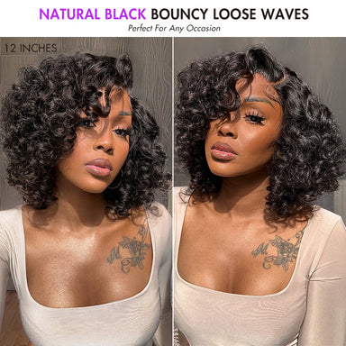 Halo Hair Style Hair Mature Bouncy Curl Left C Part Glueless Minimalist HD Lace Wig Pre-Cut Lace
