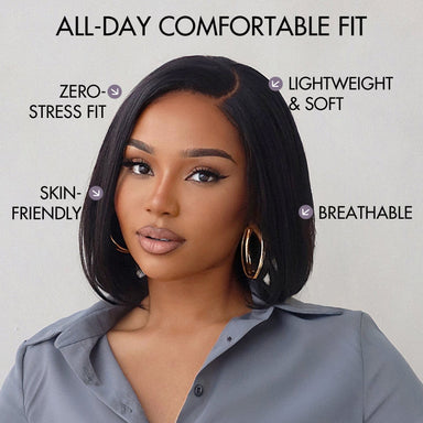 AiryFit Scalp Care Wigs | Silky Blunt Cut Bob Snugfit Glueless Minimalist HD Lace Short Wig Pre-Cut Lace  - US Only