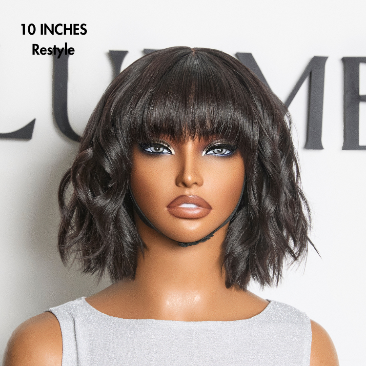 Weekly Special | Put On and Go Brown Highlight / Natural Black Layered Cut Yaki Straight Minimalist Lace Bob Wig with Bangs