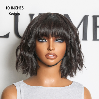 Put On and Go Ash Blonde Highlight / Brown Highlight / Natural Black Layered Cut Yaki Straight Minimalist Lace Bob Wig