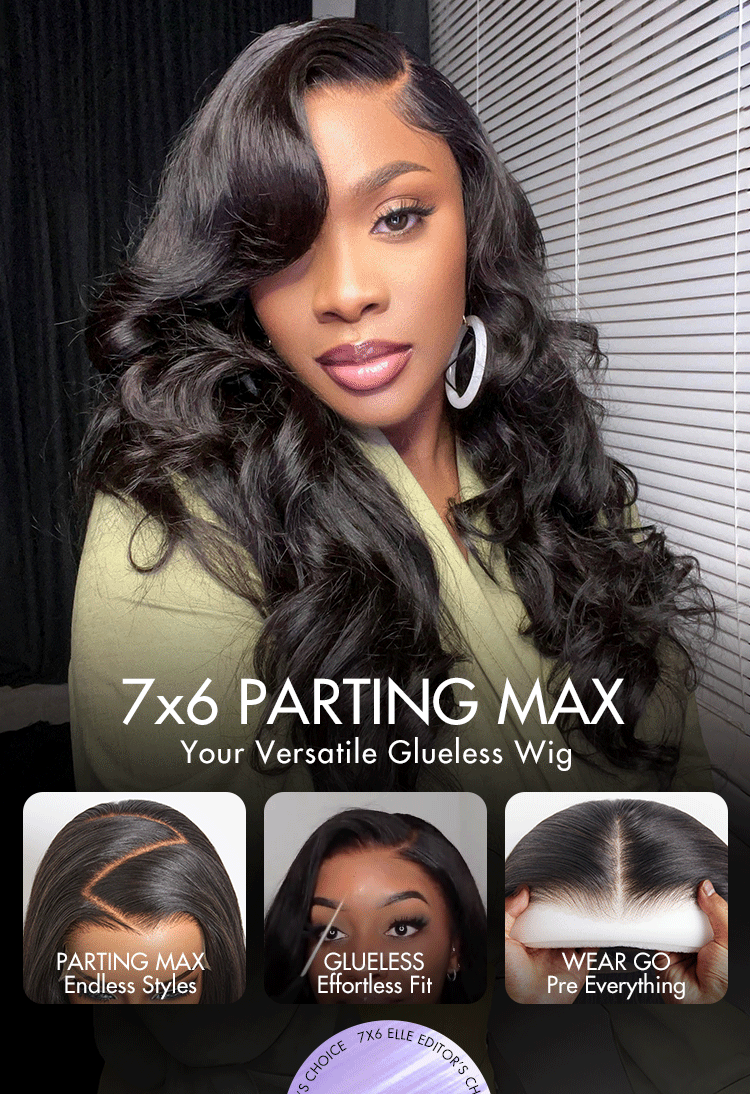 New Customers Only | Melted Hair PartingMax Glueless Wig Loose Body Wave 7x6 Closure HD Lace Pre Cut & Plucked & Bleached Ready to Go-16