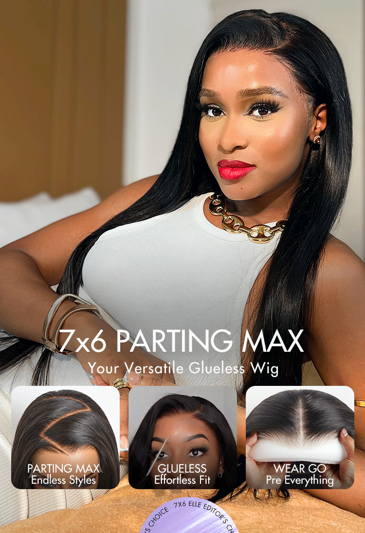 Melted Hair PartingMax Glueless Wig Silky Straight 7x6 Closure HD Lace Pre Plucked & Bleached Breathable Cap - US Only-13