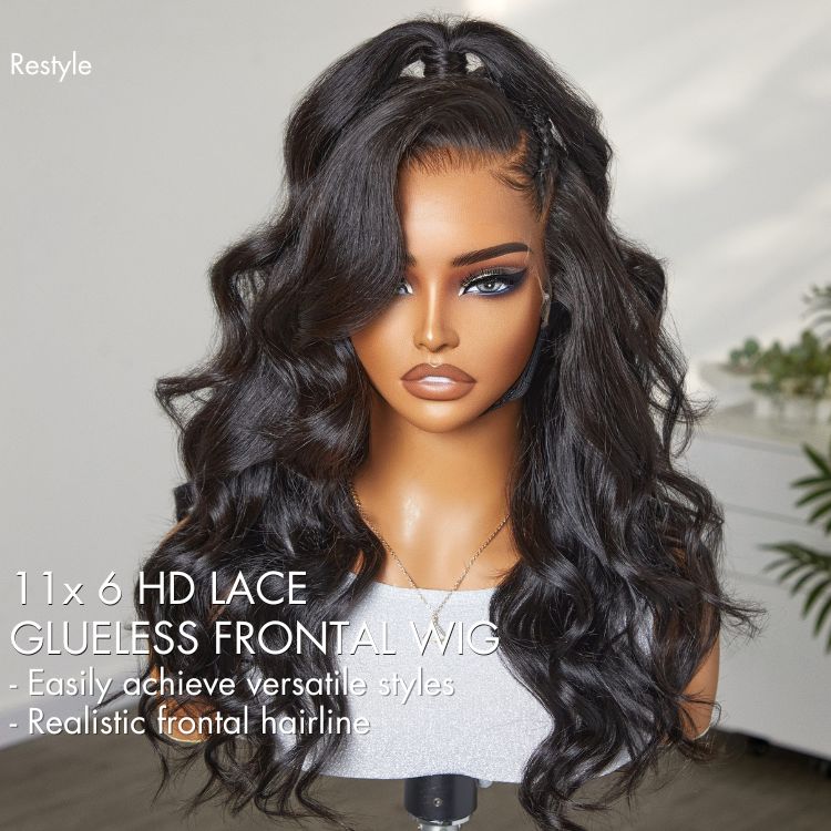 AiryFit Scalp Care Wigs - Deep Parting Loose Body Wave Human Hair Wig 11x6 Frontal HD Lace Glueless Wig