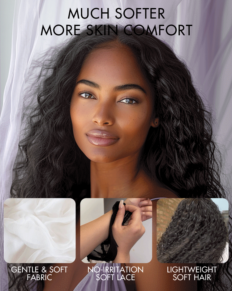 AiryFit™ Scalp Care Wigs | Effortless Water Wave Snugfit Glueless 5x5 Closure Pre-Cut Lace Curly Wig-23