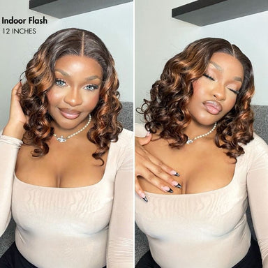 Halo Hair Style Hair 180% Density Elegant Chocolate Brown Loose Wave Minimalist HD Lace Glueless Wig Pre-Cut Lace - US Only