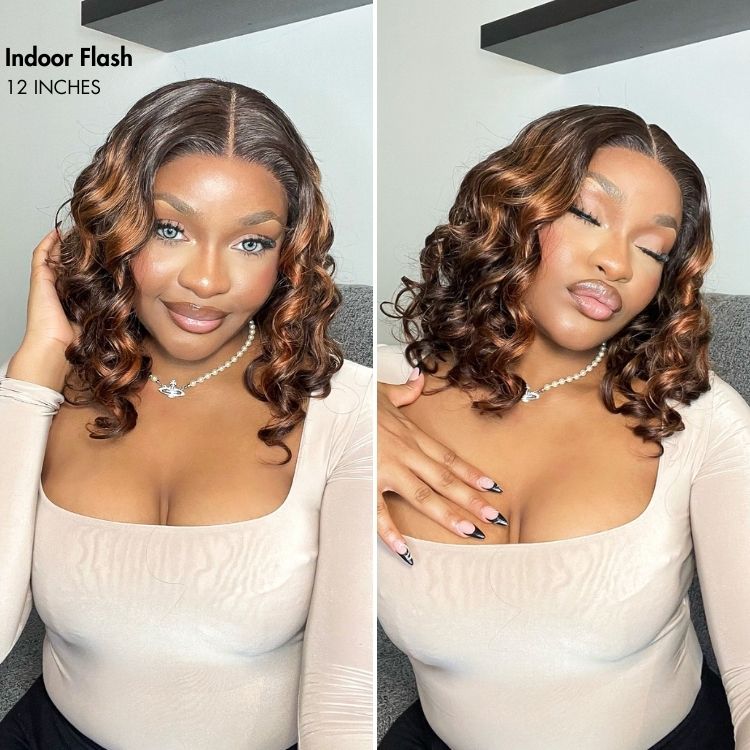 Halo Hair Style Hair 180% Density Elegant Chocolate Brown Loose Wave Minimalist HD Lace Glueless Wig Pre-Cut Lace - US Only
