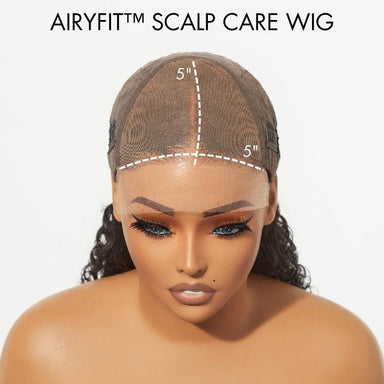 AiryFit Scalp Care Wigs - Blonde Highlight Water Wave Snugfit Glueless 5x5 Closure Lace Long Curly Wig Pre-Cut Lace - US Only