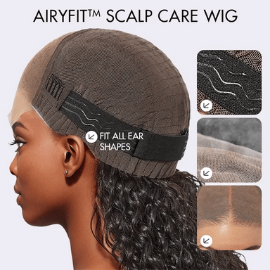 AiryFit Scalp Care Wigs - Blonde Highlight Water Wave Snugfit Glueless 5x5 Closure Lace Long Curly Wig Pre-Cut Lace - US Only