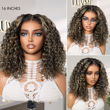 AiryFit Scalp Care Wigs - Blonde Highlight Water Wave Snugfit Glueless 5x5 Closure Lace Long Curly Wig Pre-Cut Lace - US Only