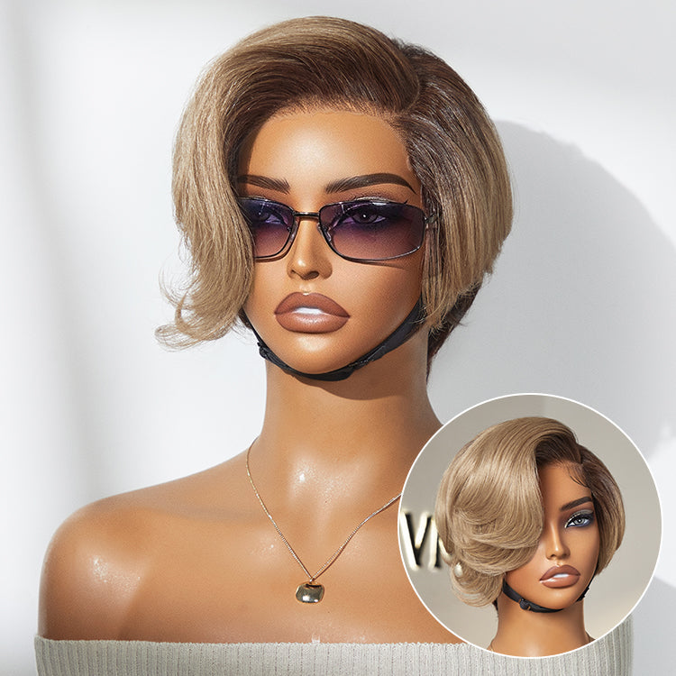 Melted Hair 150% Natural Black Short Cut / Bob Wig Glueless Minimalist Lace Pre-Cut Lace Wig – Style 0186