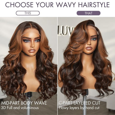 Halo Hair Style Hair 180% Density Elegant Copper Ombre Highlights Loose Body Wave Glueless 5x5 Closure Wig Breathable Cap