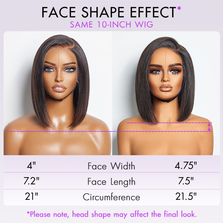 Swoop Bangs Breathable Cap Deep Left C Part Silky Straight Glueless 5x5 Closure Lace Bob Wig
