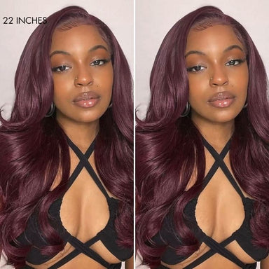 Chic Burgundy 99J Layered Cut Loose Body Wave Glueless 5x5 Closure Lace Wig Pre-Cut Lace - US Only