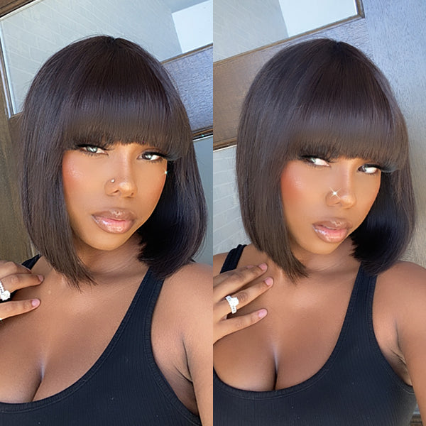 Special Deal | Melted Hair Glueless Minimalist Lace Silky Bob with Bangs Wig Breathable Cap