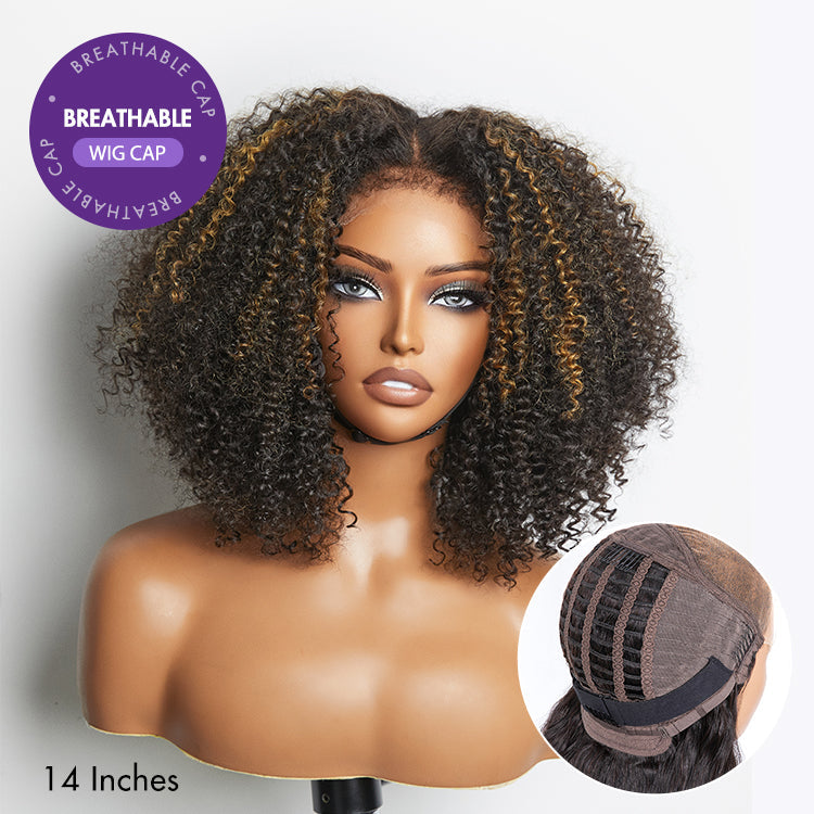 4C Edges | Highlight Afro Curls Glueless 5x5 Closure HD Lace Wig Breathable Cap - US Only
