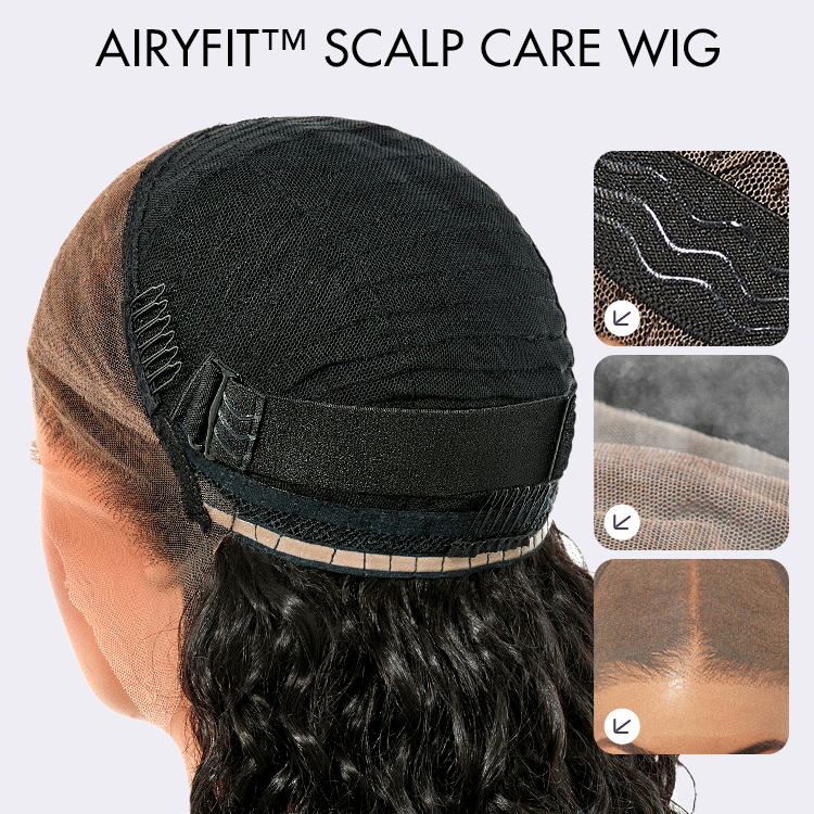 Natural Black Water Wave Glueless 11x6 Frontal HD Lace Human Hair Curly Wig