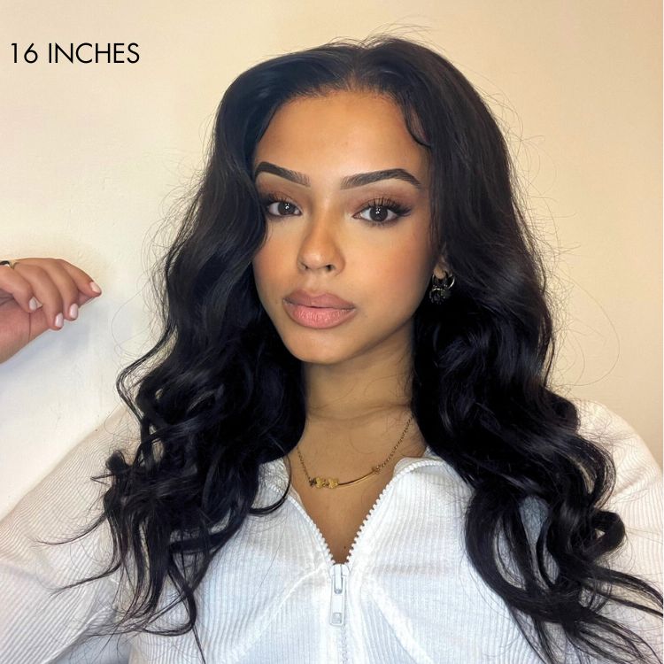 Special Deal | Melted Hair 180% Density | Natural Black Loose Body Wave 5x5 Closure HD Lace Glueless Mid Part Long Wig | Large & Small Cap Size