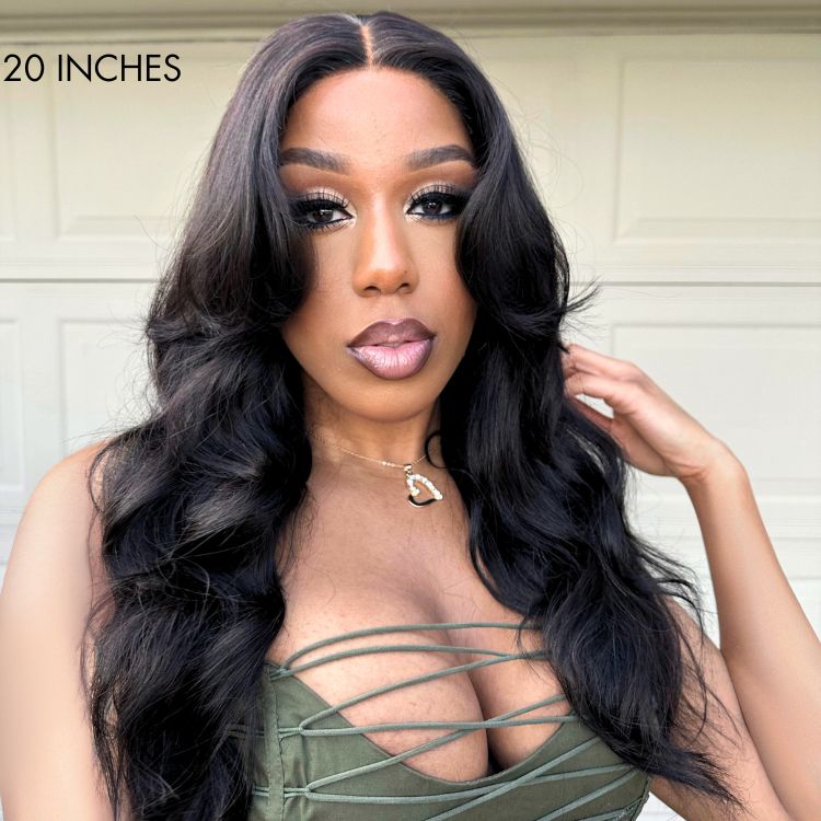 Special Deal | Melted Hair 180% Density | Natural Black Loose Body Wave 5x5 Closure HD Lace Glueless Mid Part Long Wig | Large & Small Cap Size