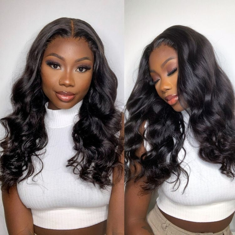 Special Deal | Melted Hair 180% Density | Natural Black Loose Body Wave 5x5 Closure HD Lace Glueless Mid Part Long Wig | Large & Small Cap Size
